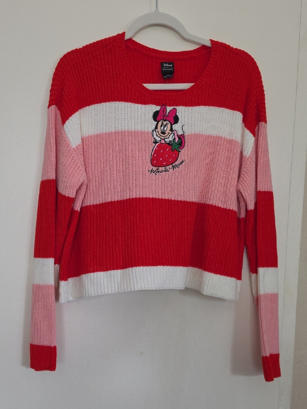 Disney Her Universe Striped Minnie Embroidered Crewneck Sweater